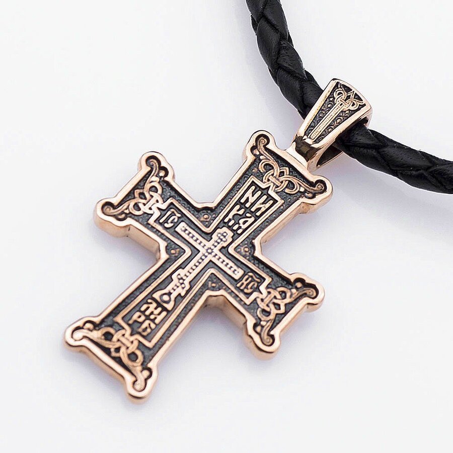 Золотий православний хрест "Голгофа" п02655