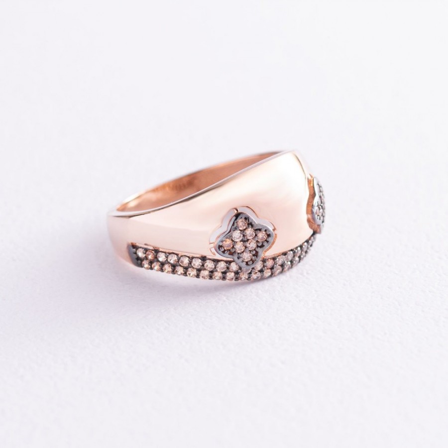 Золота каблучка "Конюшина" (фіаніти) к06522