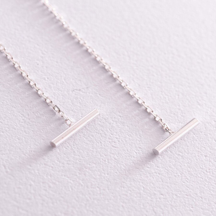 Срібні сережки - протяжки у стилі мінімалізм 123105