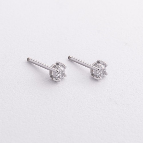 Срібні сережки - пусети з фіанітами 123331