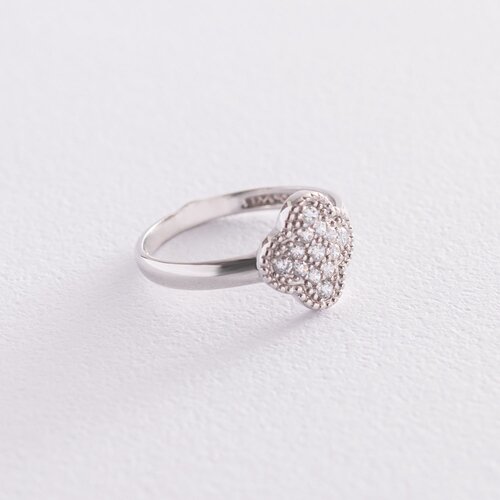 Серебряное кольцо "Клевер" (фианиты) 112600