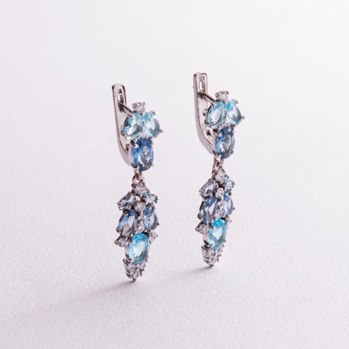 Срібні сережки з кварцом і фіанітами 2950/9р-QLBQS