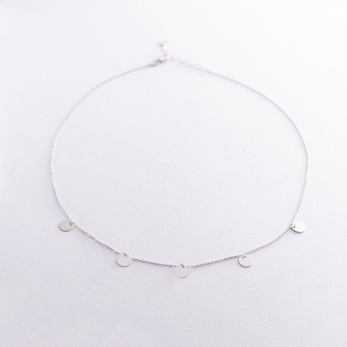 Колье "Монетки" в белом золоте (5 шт) кол01433