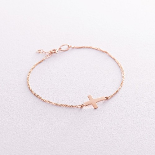 Золотой браслет с крестиком б02947
