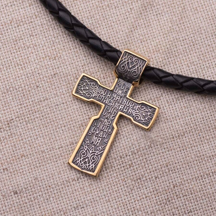 Серебряный крест "Распятие" с позолотой 132354