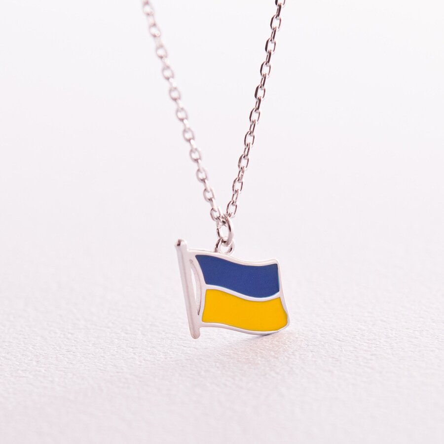 Кольє "Прапор України" у сріблі (синя та жовта емаль) 181237