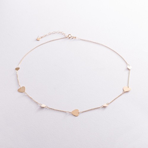 Колье "Сердечки" в желтом золоте кол02140