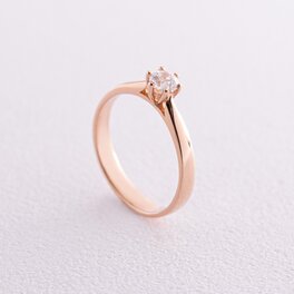 Помолвочное золотое кольцо с фианитом к07127