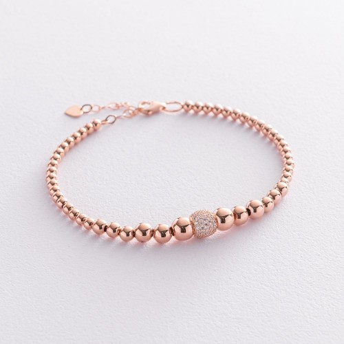 Браслет "Кульки" в червоному золоті (фіаніти) б04697