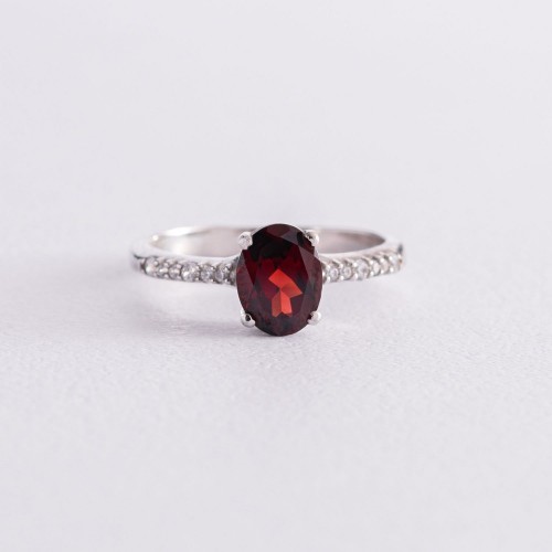 Серебряное кольцо с пиропом и фианитами 1339/1р-GARN