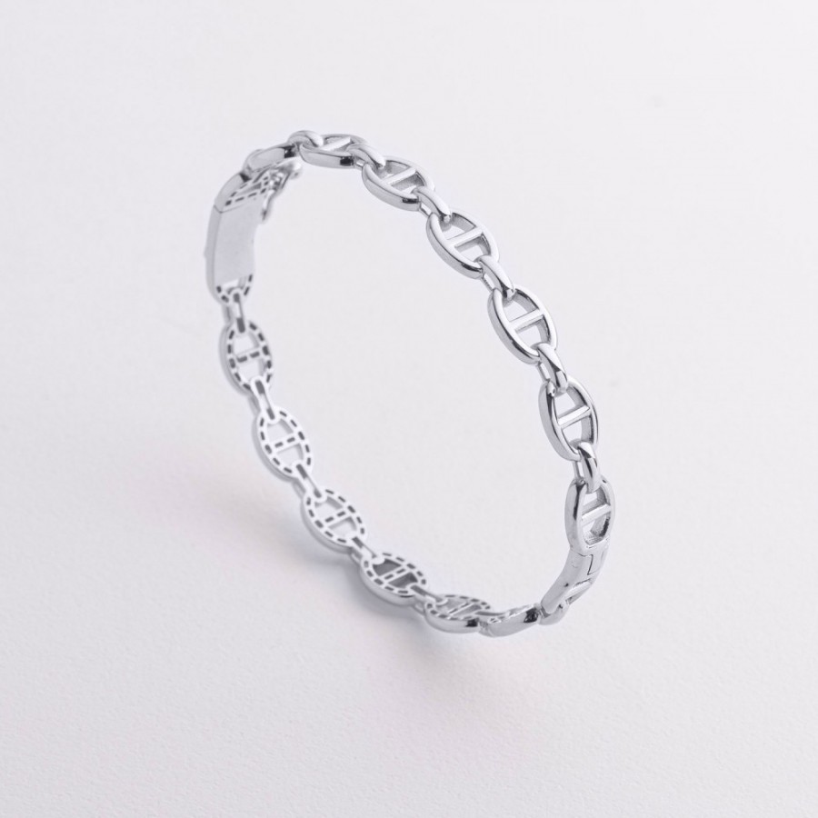 Жесткий браслет "Helen" в белом золоте б05757