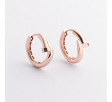 Сережки - кільця "Цвях" у червоному золоті с09522
