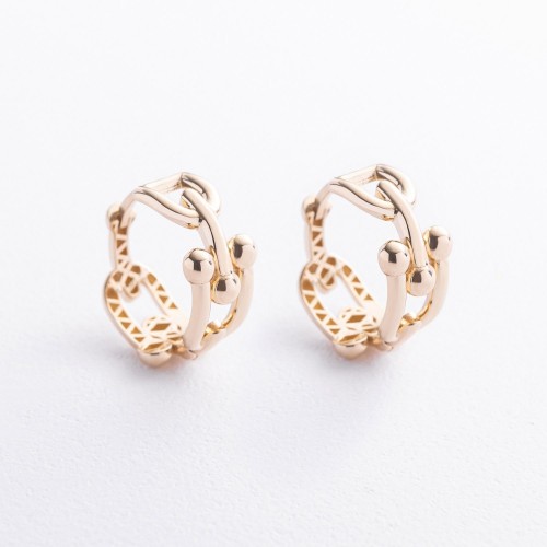 Серьги - кольца "Фантазия" в желтом золоте с09720