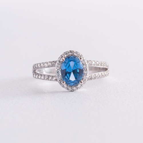 Серебряное кольцо с кварцом и фианитами 1351/1р-QLB