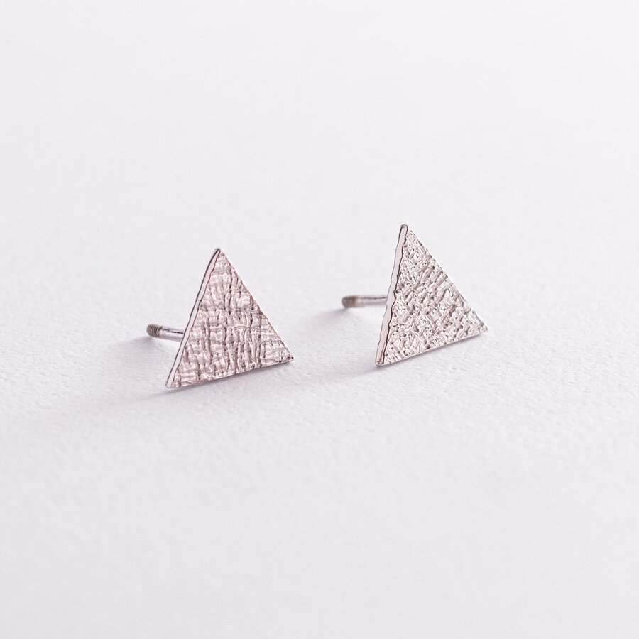 Срібні сережки - пусети "Трикутники" 4888