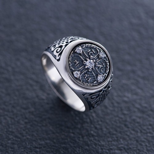 Серебряная мужская печатка (чернение) 111989