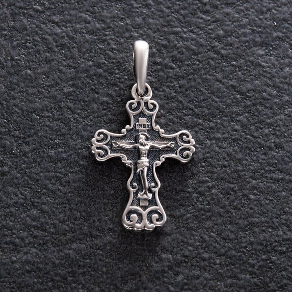 Серебряный крест с распятием (чернение) 13335