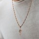 Крест в красном золоте (фианиты, эмаль) п03496