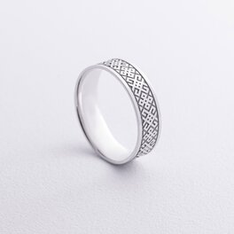 Обручальное кольцо "Вышиванка" в белом золоте 240511100