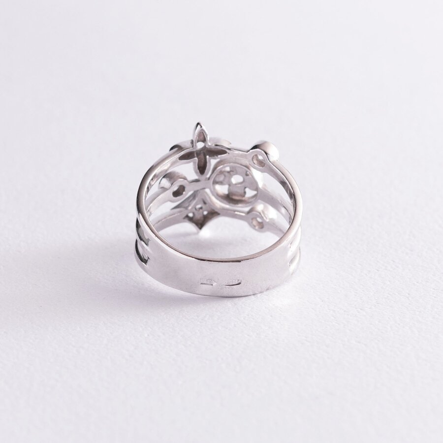 Серебряное кольцо "Клевер" с фианитами 1488/1р-CZ