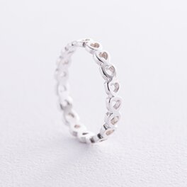 Серебряное кольцо "Сердечки" 112698