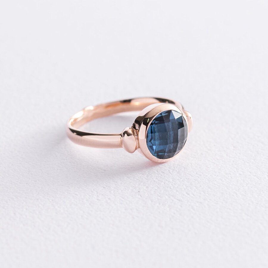 Золотое кольцо (синие фианиты) к06832