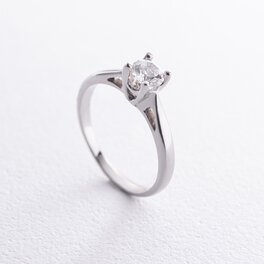 Серебряное помолвочное кольцо с фианитом 112188