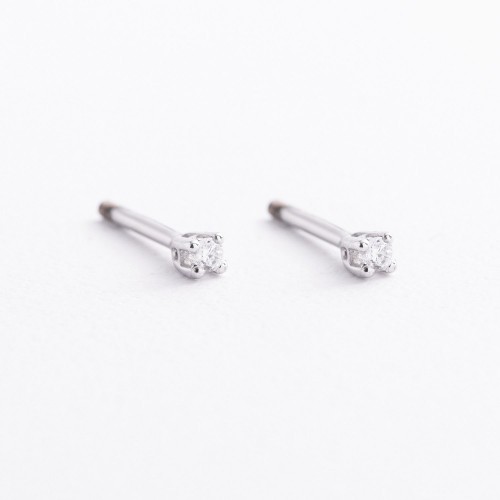 Серьги - пусеты с фианитами (белое золото) с09612