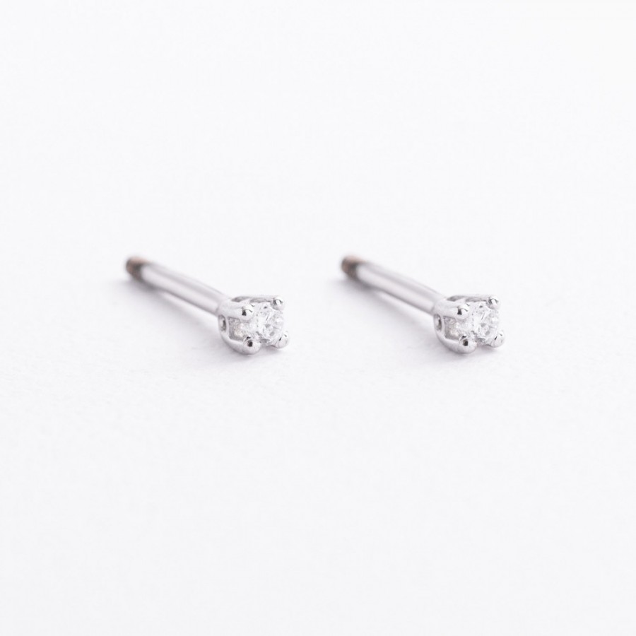 Серьги - пусеты с фианитами (белое золото) с09612