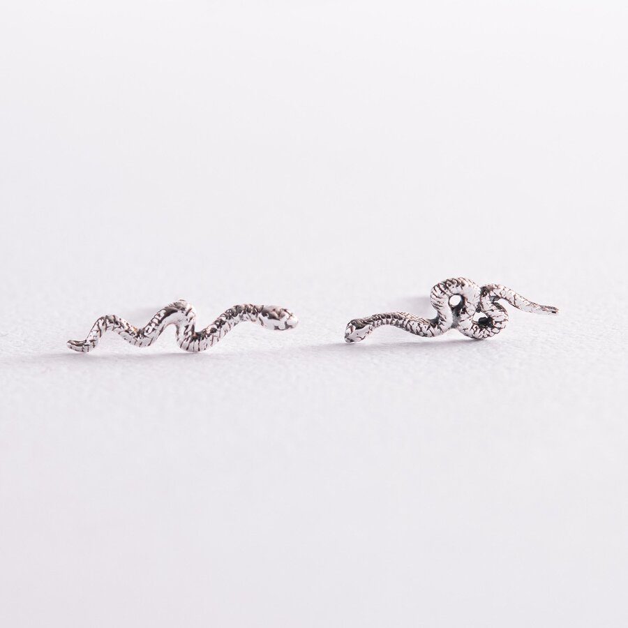 Срібні сережки - пусети "Змії" 123198