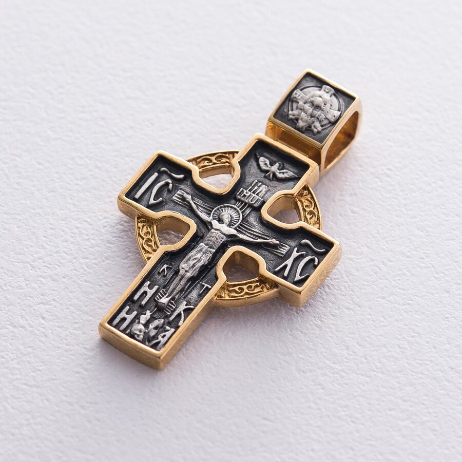 Серебряный крест "Распятие" с позолотой 132397