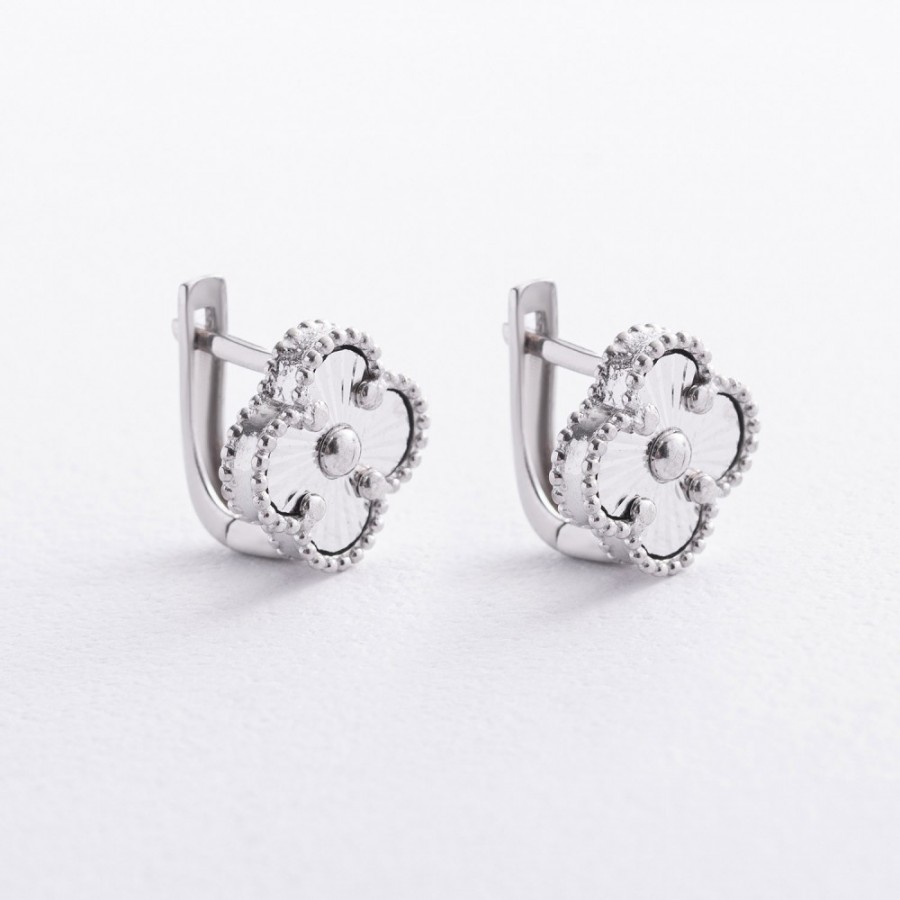 Серебряные серьги "Клевер" 123565