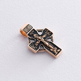 Золотой крестик с чернением "Кельтский" п01852