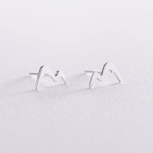 Сережки - пусети "Гори" в сріблі 122916