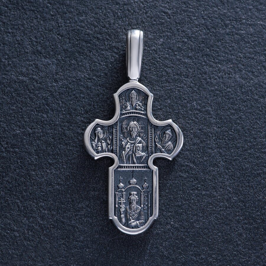 Серебряный православный крест (чернение) 131117