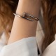 Серебряный браслет "Гвоздь" с фианитами 804