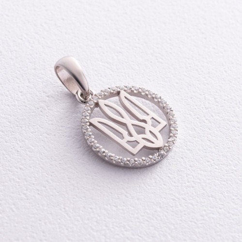 Срібний кулон "Герб України - Тризуб" з фіанітами 1059