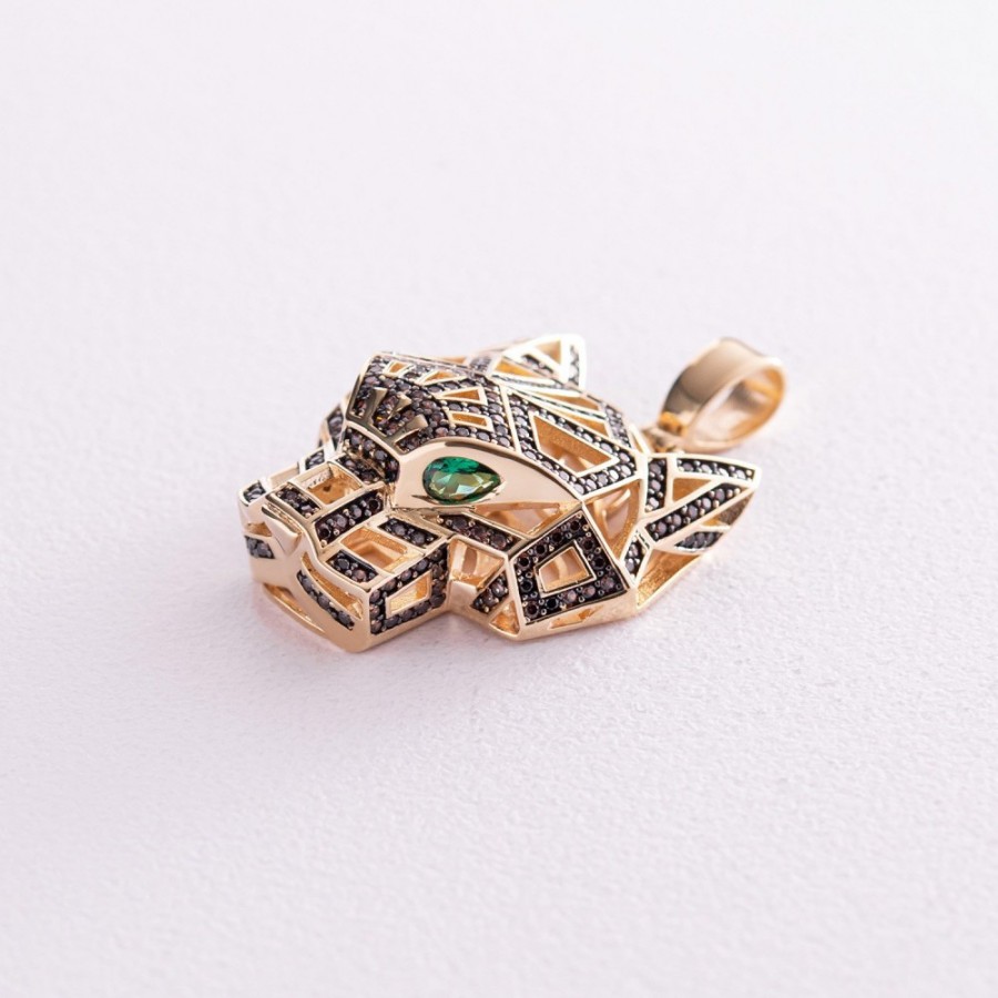 Подвеска "Пантера" с фианитами (желтое золото) п03723