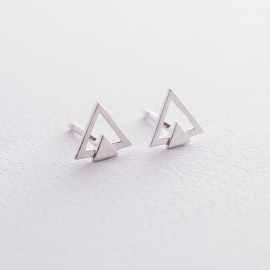 Срібні сережки-пусети "Трикутники" 122637