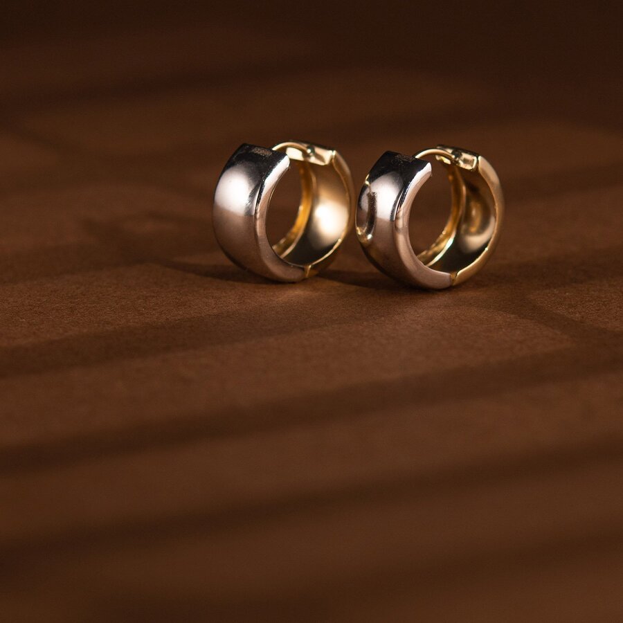 Серьги - кольца из желтого и белого золота с01275