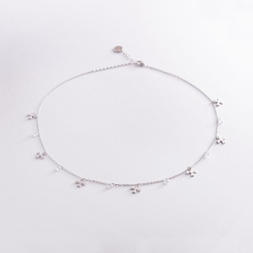 Срібне кольє "Конюшина" з фіанітами 181139