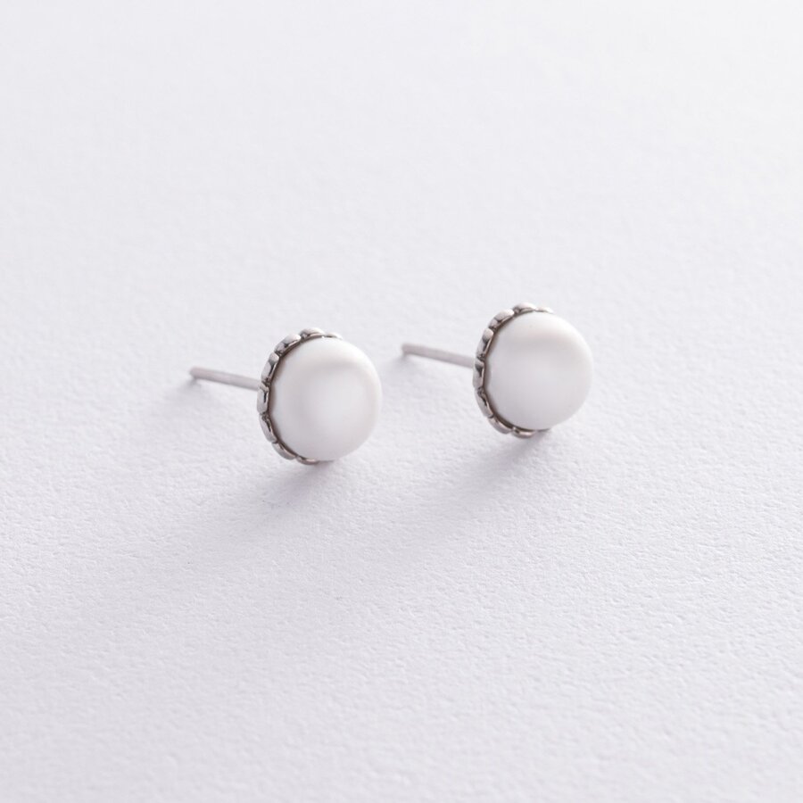 Сережки - пусети з перлами (срібло) 121024