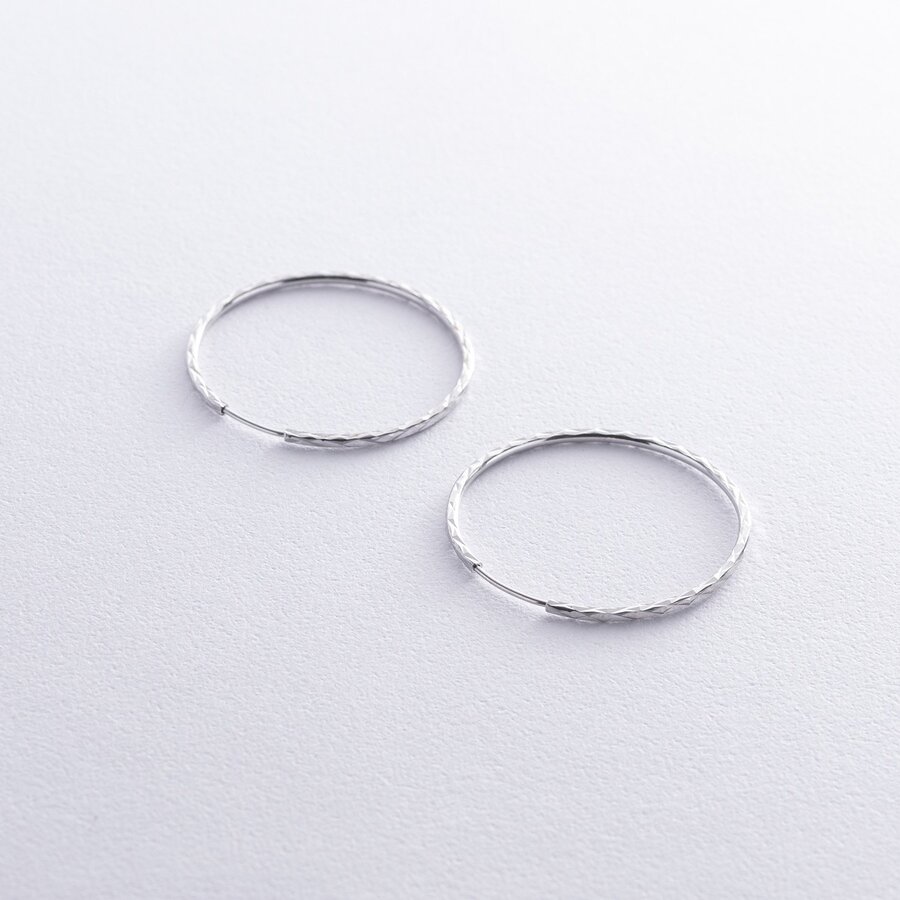 Сережки - кільця в білому золоті (3.3 см) с08665