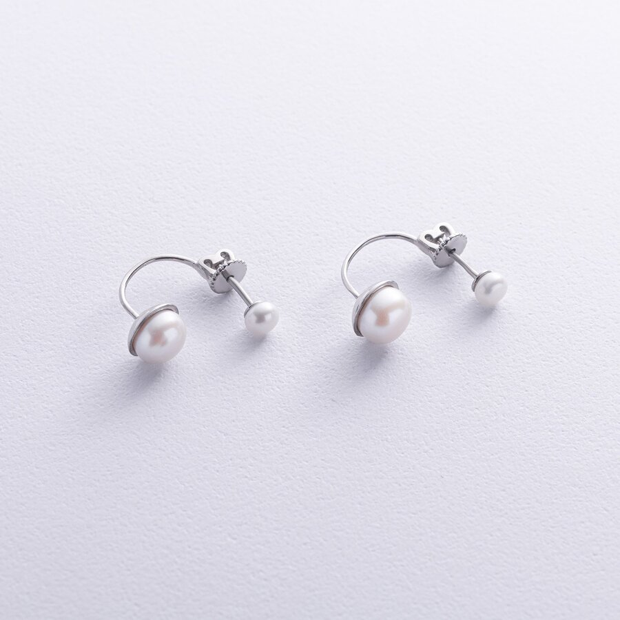 Срібні сережки - пусети з перлами 902-00738