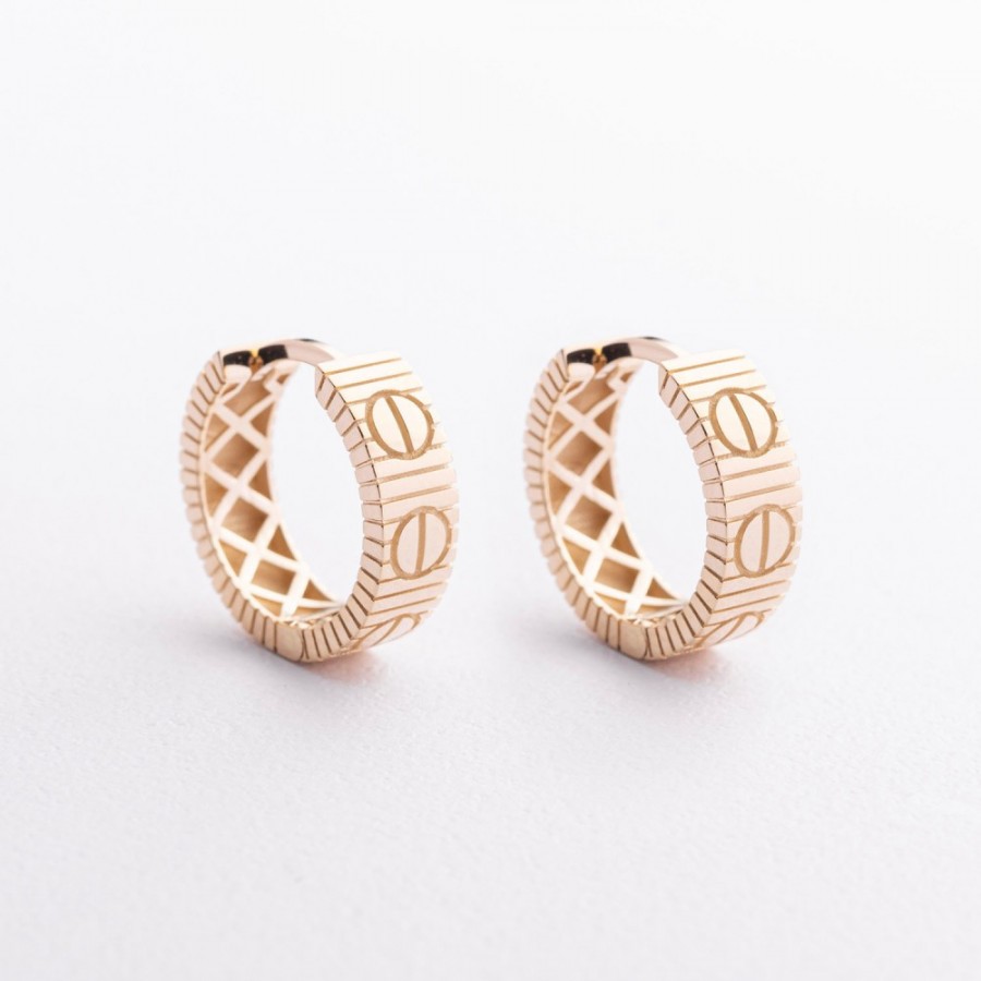 Золотые серьги - кольца "Love" с09658