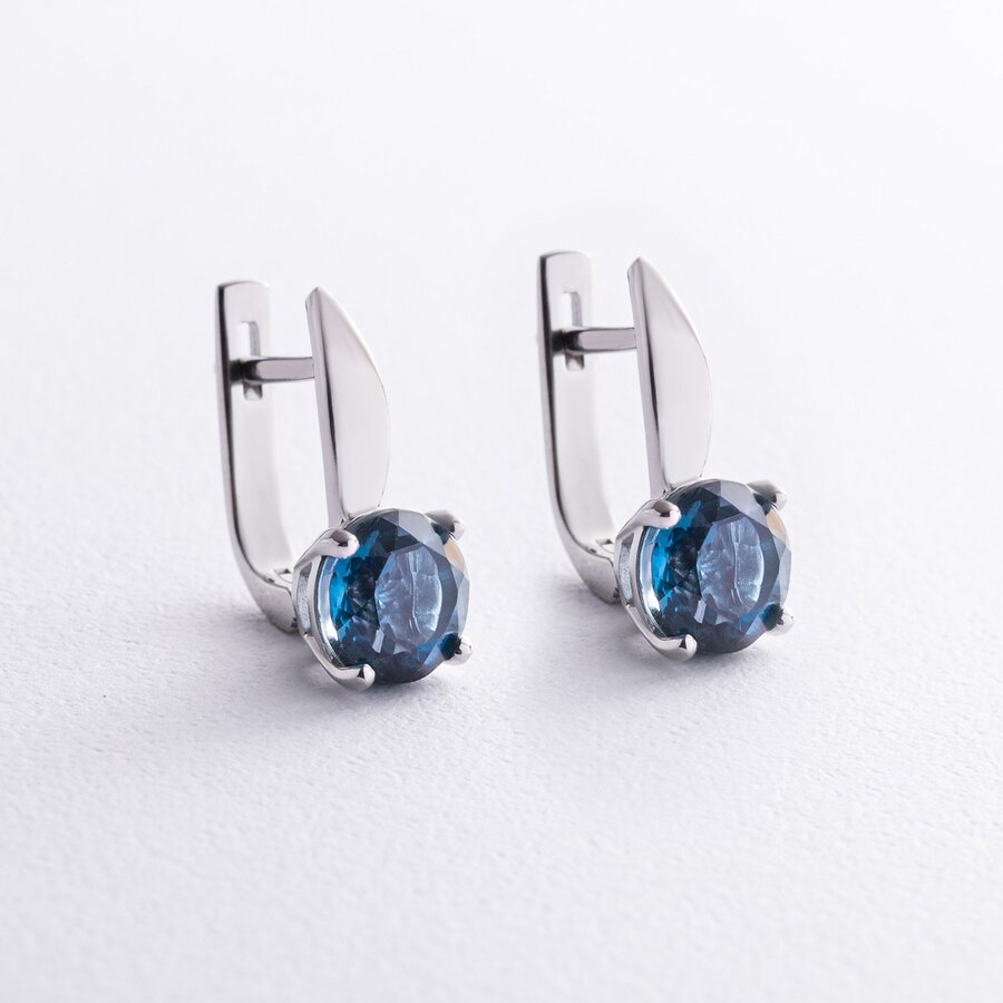 Срібні сережки з топазами "Лондон Блакитний" GS-02-003-33