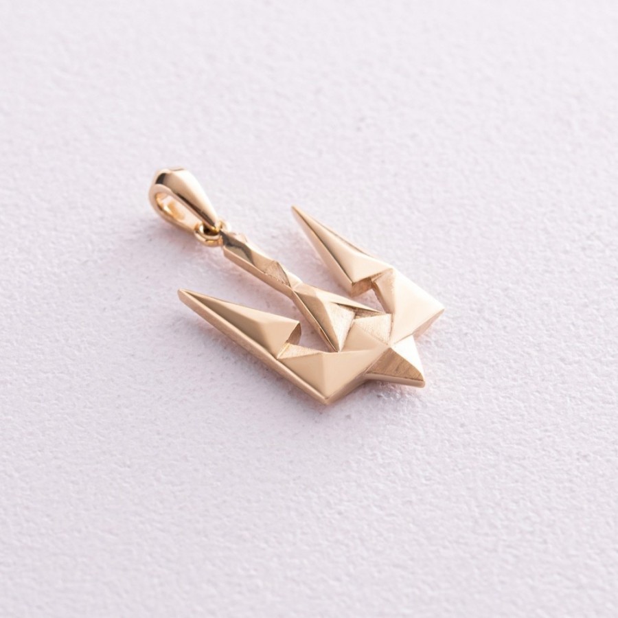 Кулон "Герб України - Тризуб" у жовтому золоті п03718