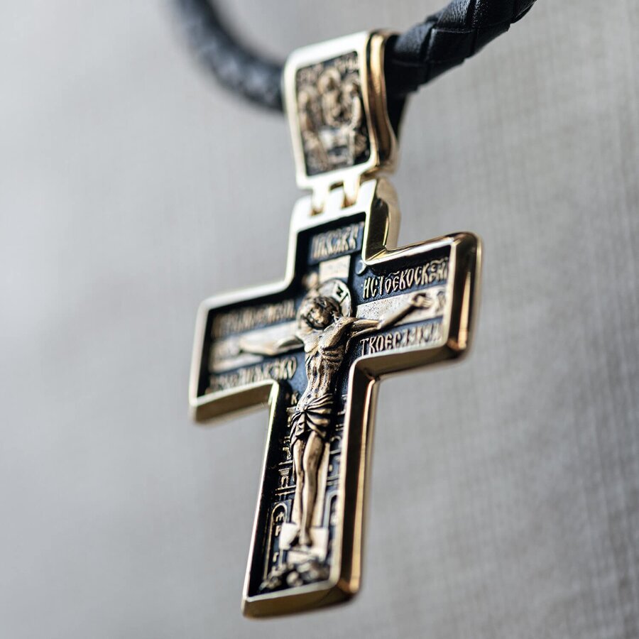 Православный крест "Распятие" (чернение) п03347