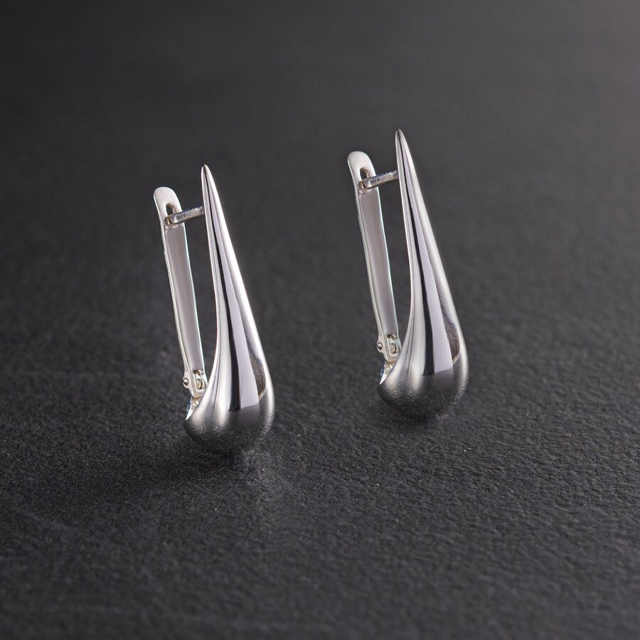 Сережки "Маленькі крапельки" у сріблі (2.6 см) 122497