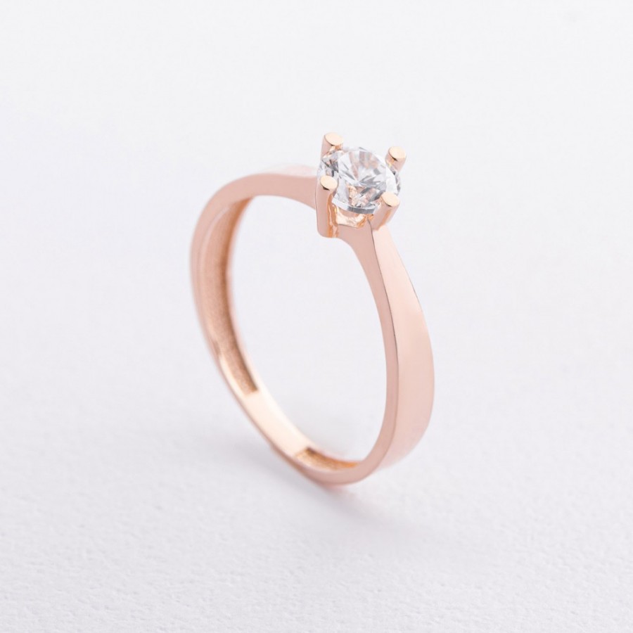 Заручальна золота каблучка з фіанітом к08082